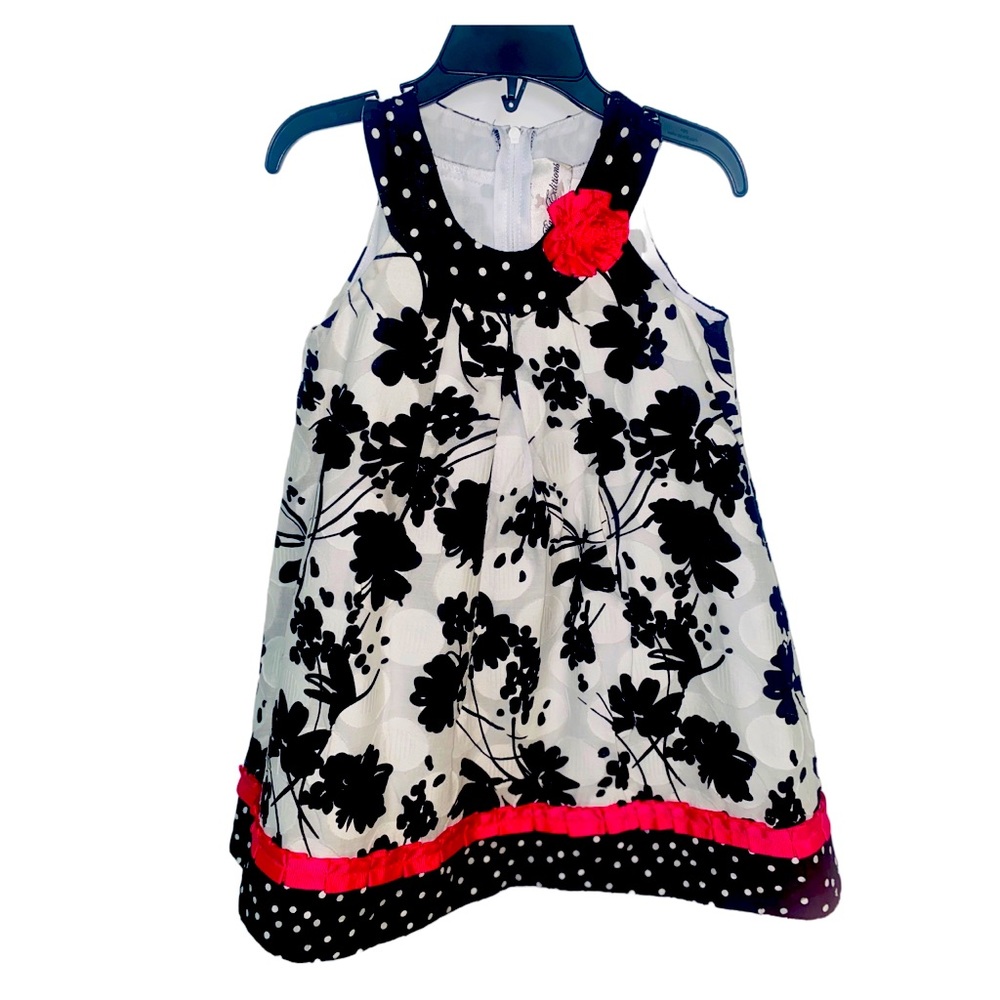 Brand: Rare Editions
Little Girls 4T BLACK & WHITE BURNOUT FLORAL TRAPEZE DRESS.